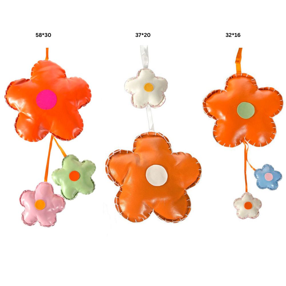 Δερμάτινο Κρεμαστό Λουλούδι, Πορτοκαλί, 3 μεγέθη